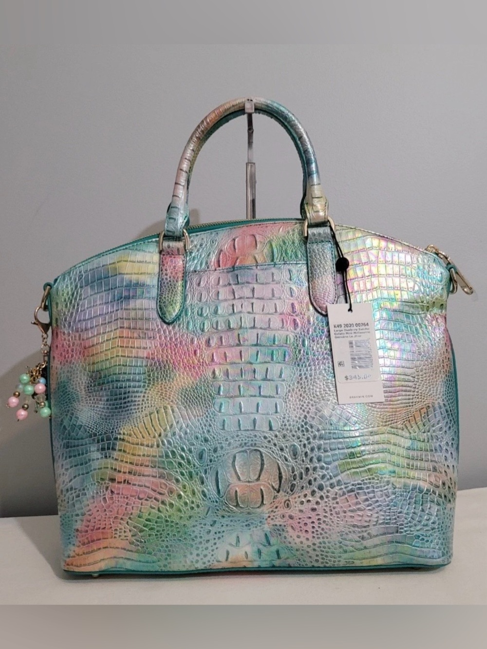 Brahmin Large Duxbury Gelato Iridescent Multicolor Croc-Embossed Satchel Bag - Picture 4 of 16